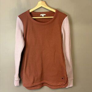 LL Bean Signature Waffle knit Crewneck sweater thermal Womens Medium